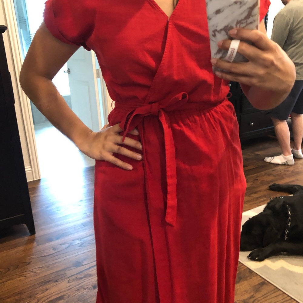 Red causal sun dress